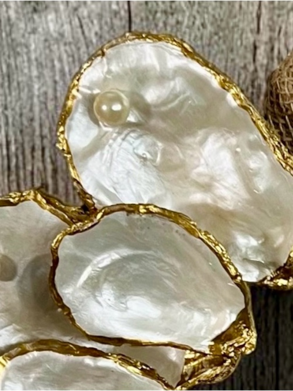 Oyster Shell Wreath | Coastal Door Decor | Pearl Accents | Beach House Wall Art” - Picture 3 of 5